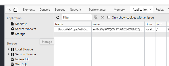 Cookies in browser dev tools