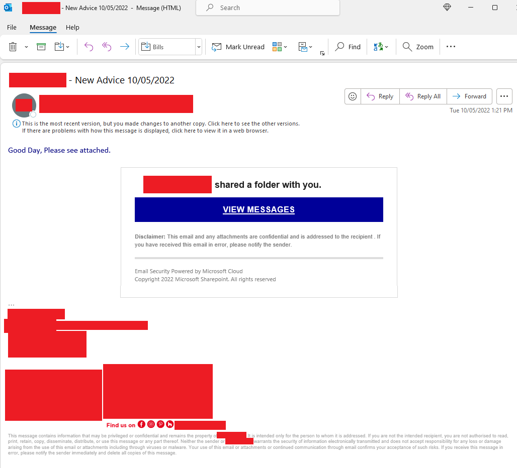 Phishing email