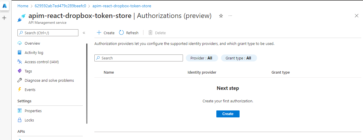 Authorizations landing view