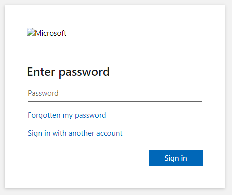 Microsoft Account login screen