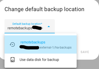 Backups configured to use network storage