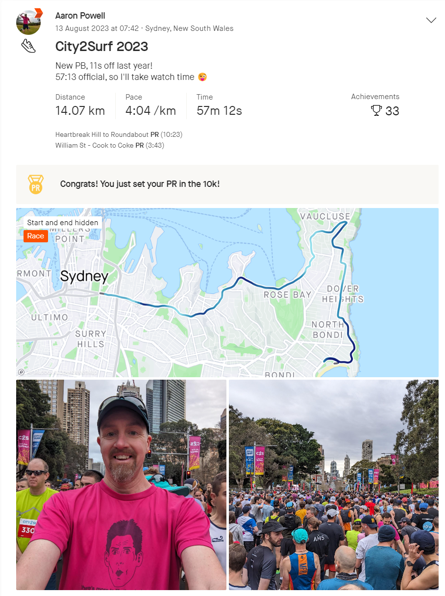 City2Surf results