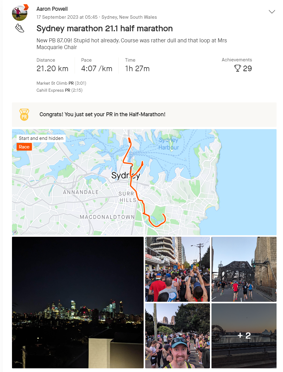 Sydney Marathon results